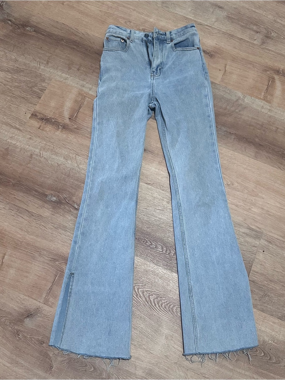 Motel Rocks Light Blue High-Rise Flare Jeans